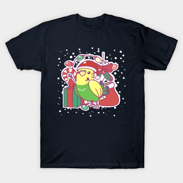 Christmas Budgie Yellow T-Shirt by Shemii